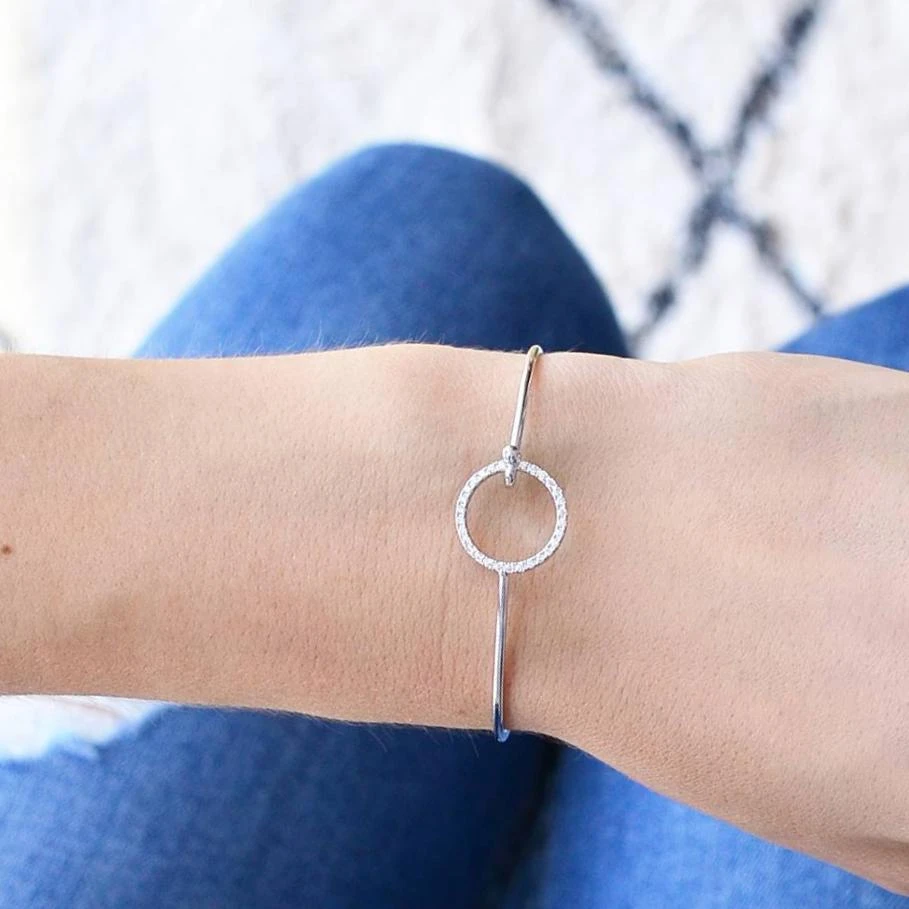Bangle Cercle Diamanté - Argent 2 Bangle Cercle Diamanté - Argent – Image 2